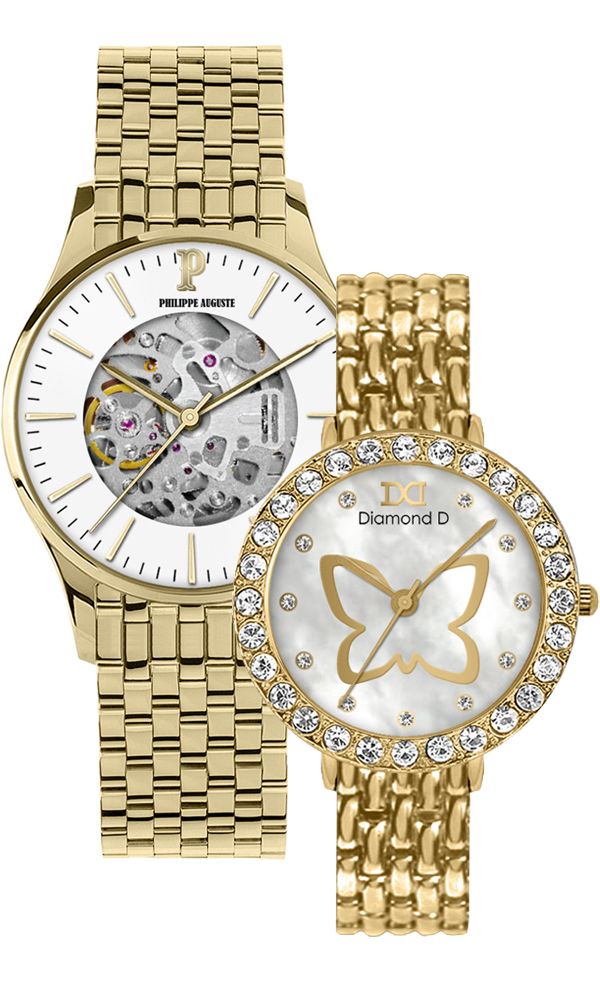 Đồng hồ Philippe Auguste PA5008F + Diamond D DD6014B
